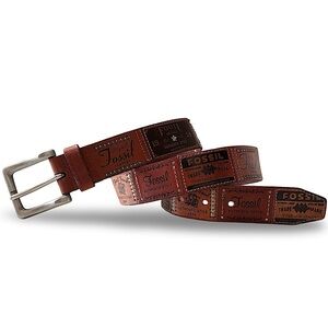 Rare Y2K VTG Fossil 54 Logo Patchwork Leather Belt | Size Medium M